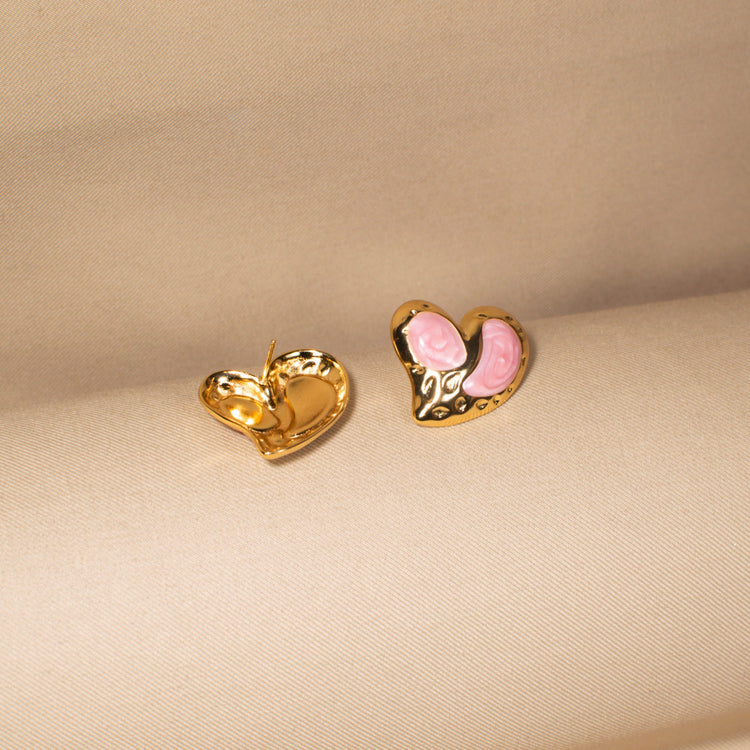 Rosy Dreamscape Heart Studs