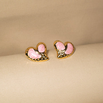 Rosy Dreamscape Heart Studs