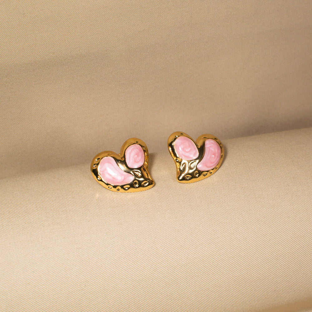 Rosy Dreamscape Heart Studs