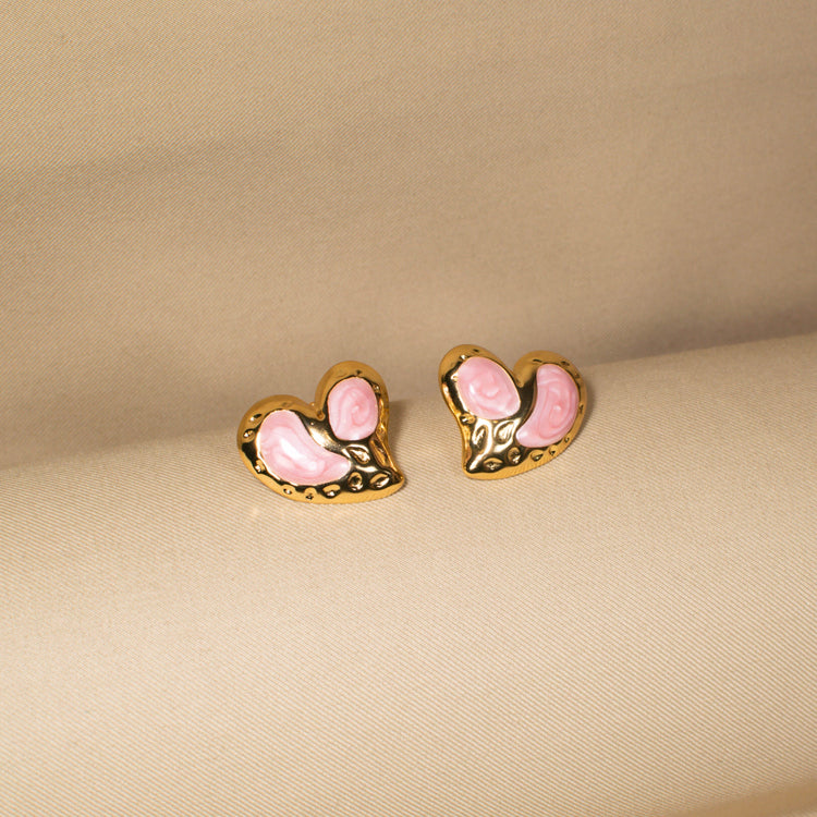 Rosy Dreamscape Heart Studs