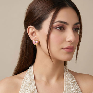 Rosy Dreamscape Heart Studs