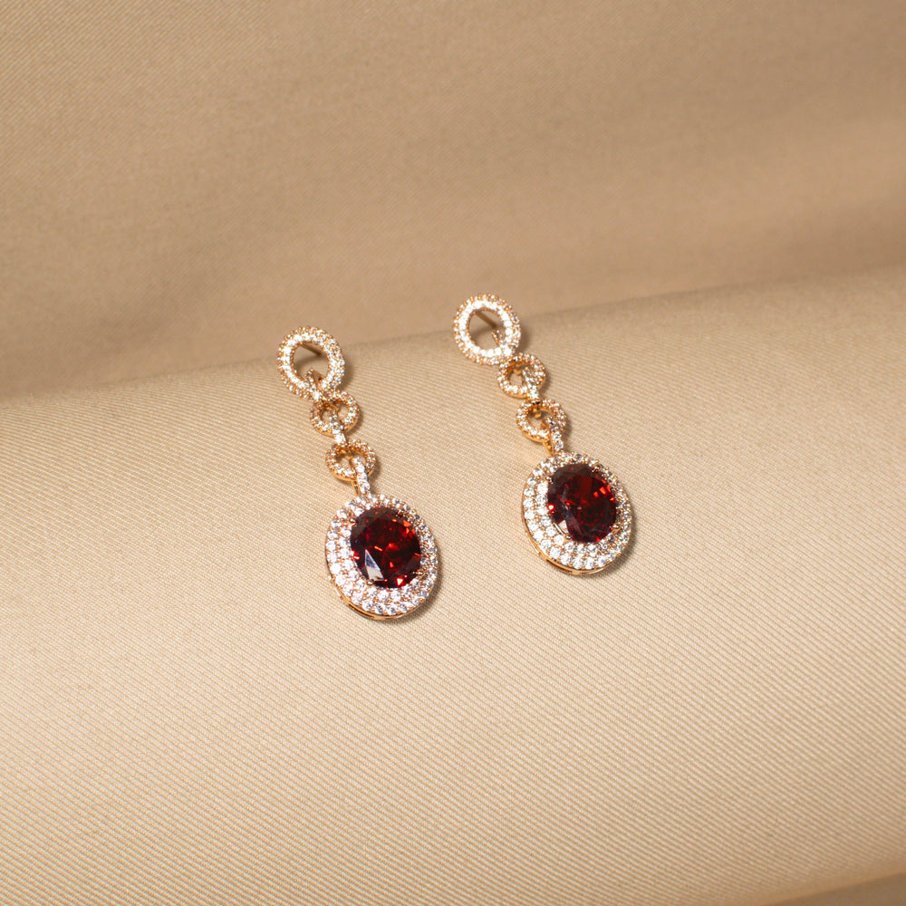 Royal Ruby Halo Danglers