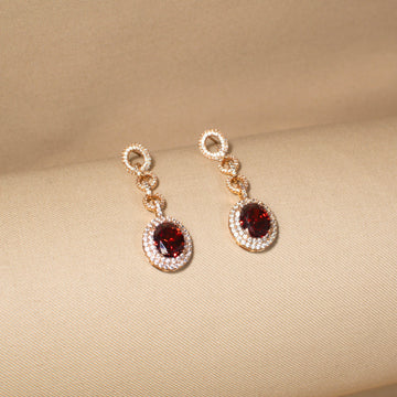 Royal Ruby Halo Danglers