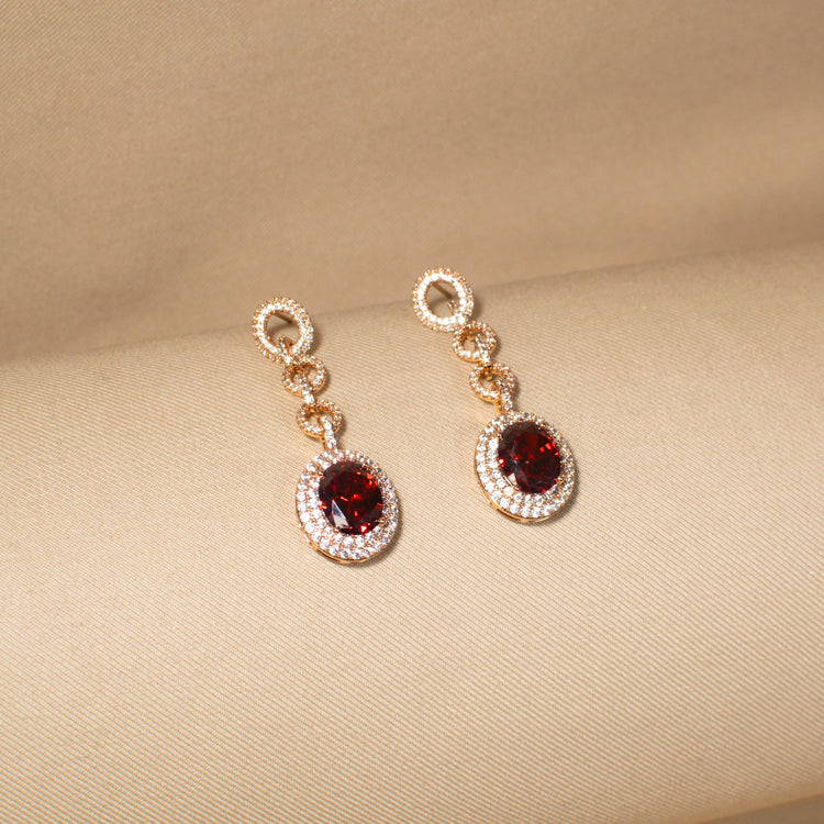 Royal Ruby Halo Danglers