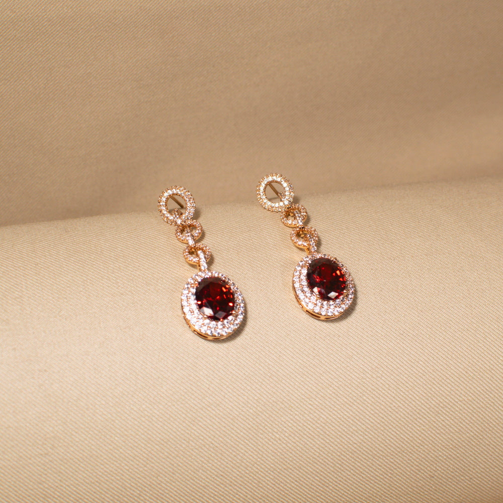 Royal Ruby Halo Danglers