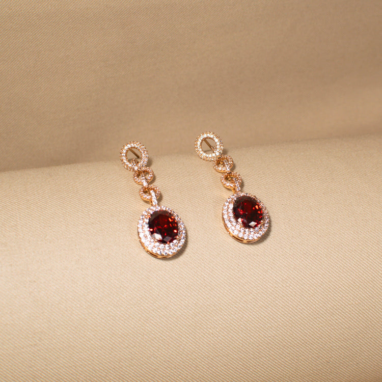 Royal Ruby Halo Danglers
