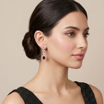 Royal Ruby Halo Danglers
