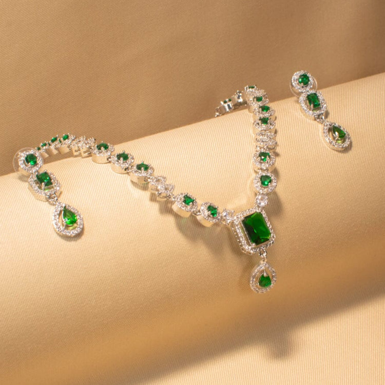 Rubab Necklace Set - Emerald Green