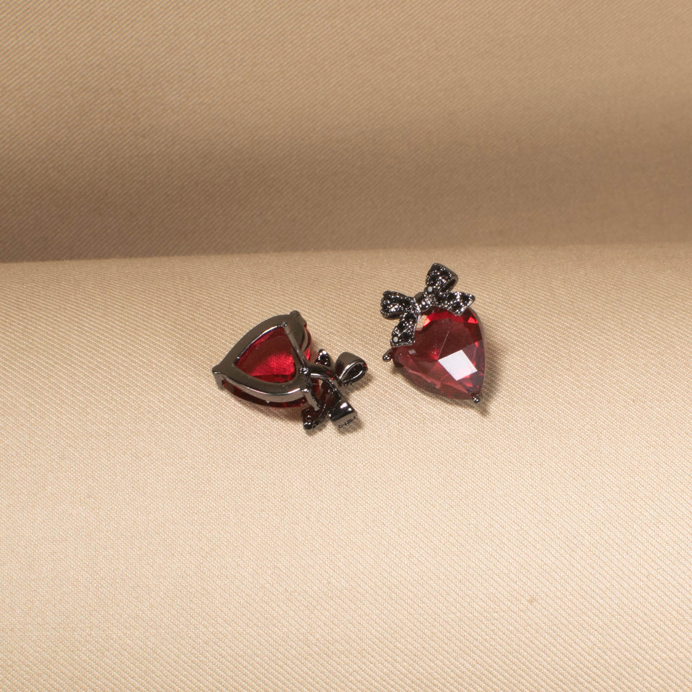 Ruby Bow Crystal Studs