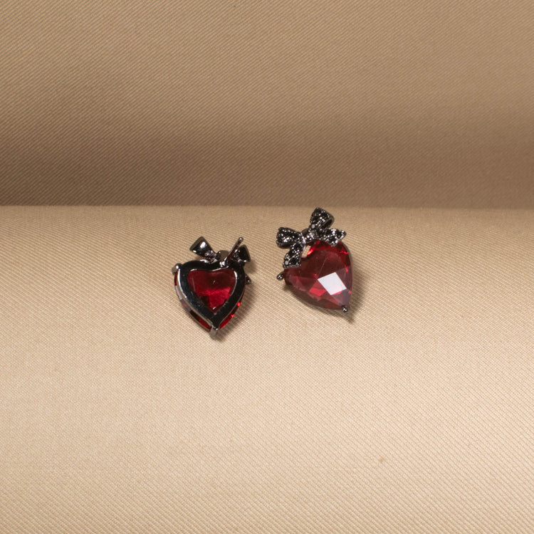 Ruby Bow Crystal Studs