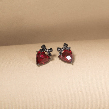 Ruby Bow Crystal Studs