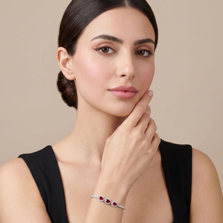 Ruby Halo Tennis Bracelet
