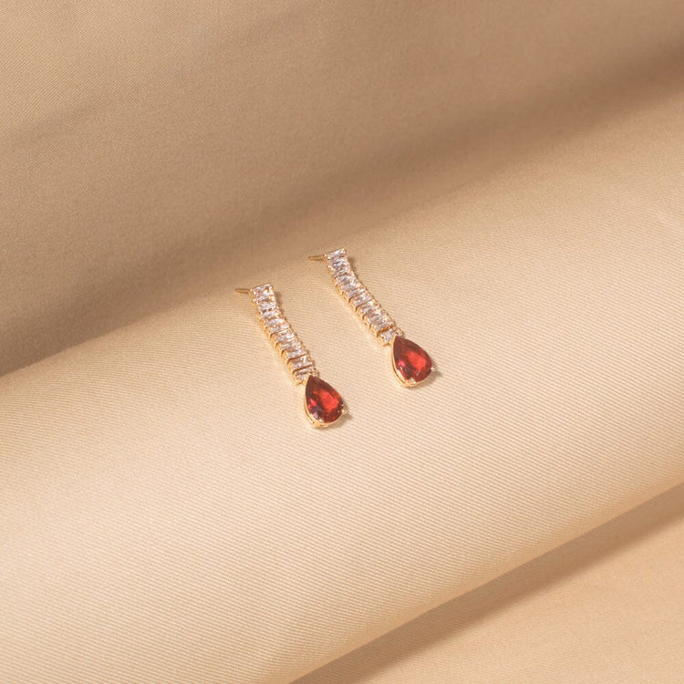 Ruby Rainfall Earrings-Glitterati Collection