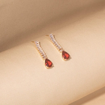 Ruby Rainfall Earrings-Glitterati Collection