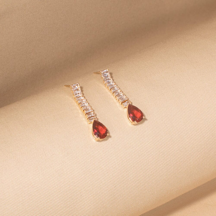 Ruby Rainfall Earrings-Glitterati Collection