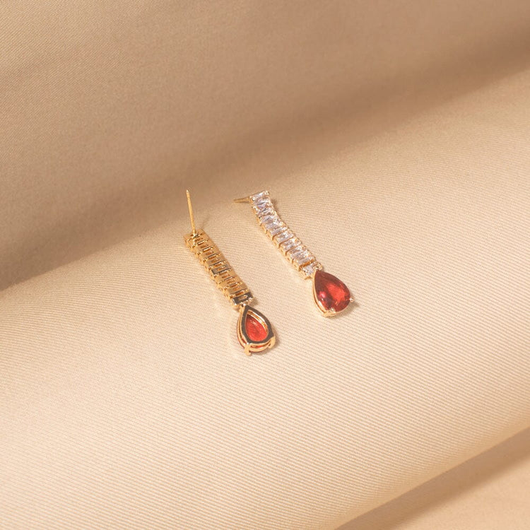 Ruby Rainfall Earrings-Glitterati Collection