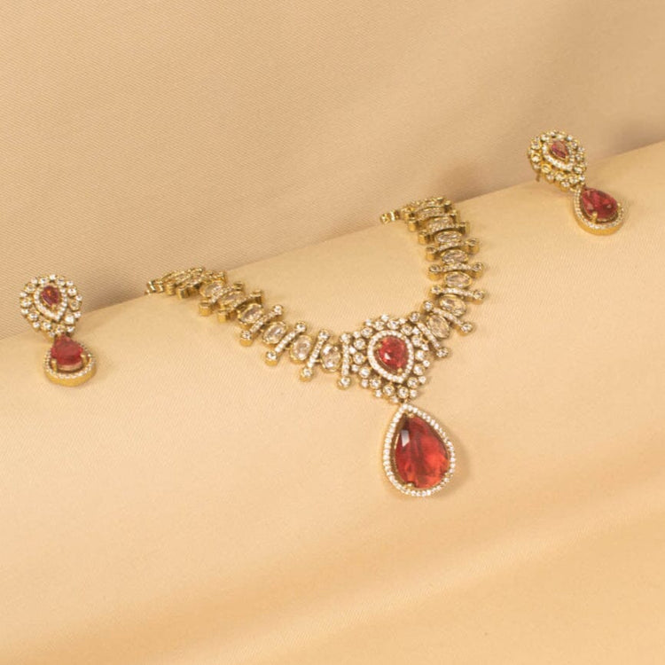 Ruby Reign Necklace Set - Glitterati Collection