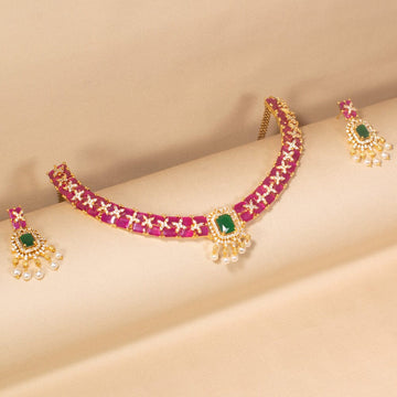 Ruby Vine Luxury Necklace Set-Sparsh Collection