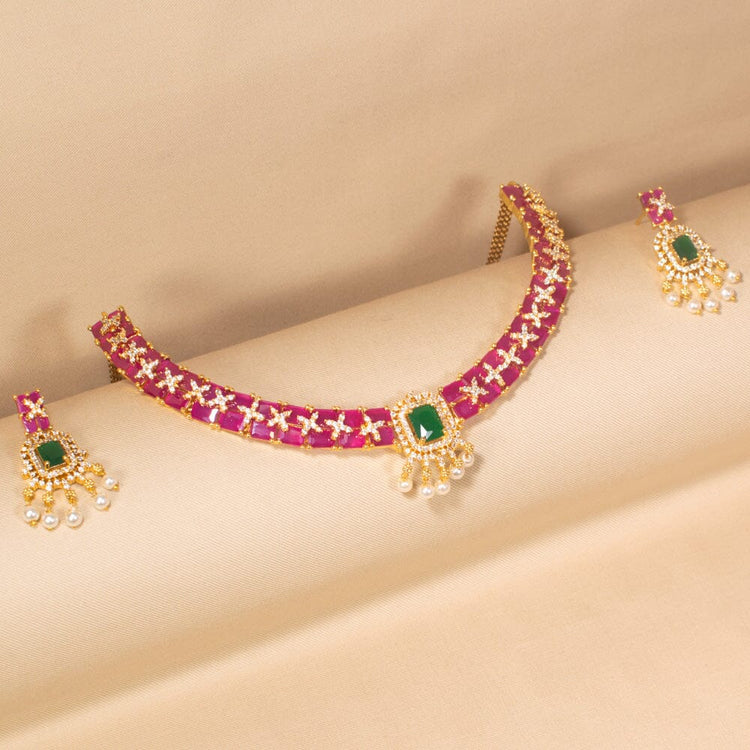 Ruby Vine Luxury Necklace Set-Sparsh Collection