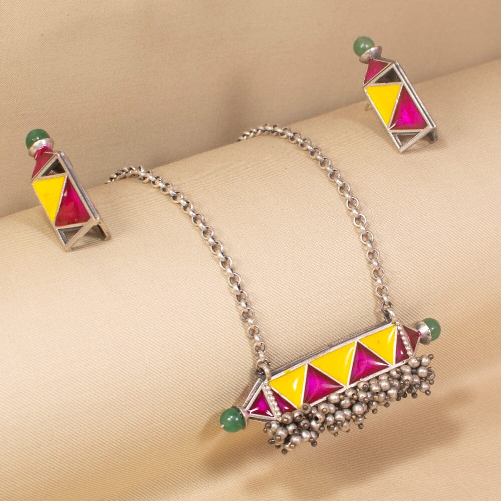 Rupika Silver Replica Necklace Set - Rajata Collection