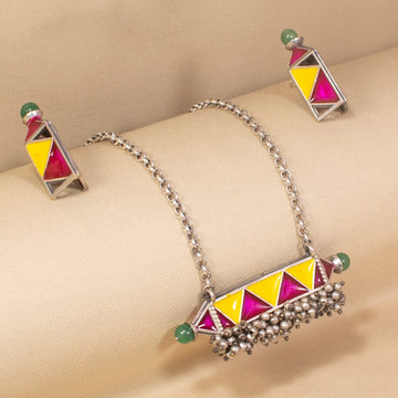 Rupika Silver Replica Necklace Set - Rajata Collection