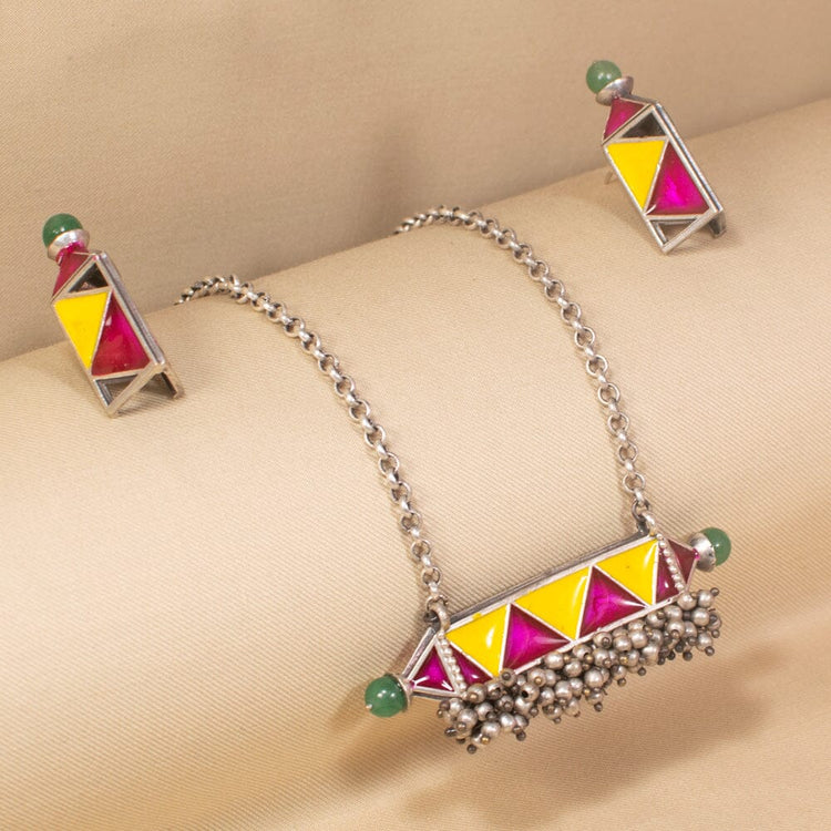 Rupika Silver Replica Necklace Set - Rajata Collection