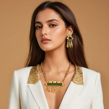 Savannah Necklace Set-Green-Sparsh Collection