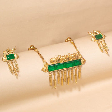 Savannah Necklace Set-Green-Sparsh Collection