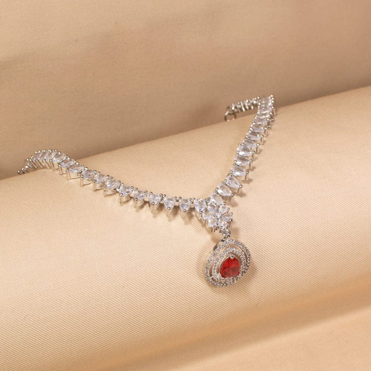 Scarlet Spark Necklace Set-Glitterati Collection