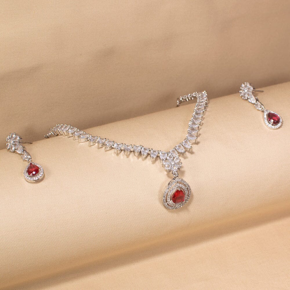 Scarlet Spark Necklace Set-Glitterati Collection
