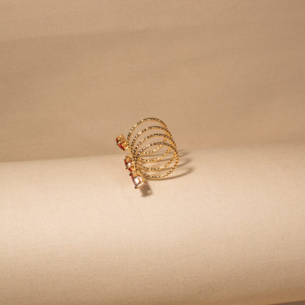 Scarlet Spiral Teardrop Ring