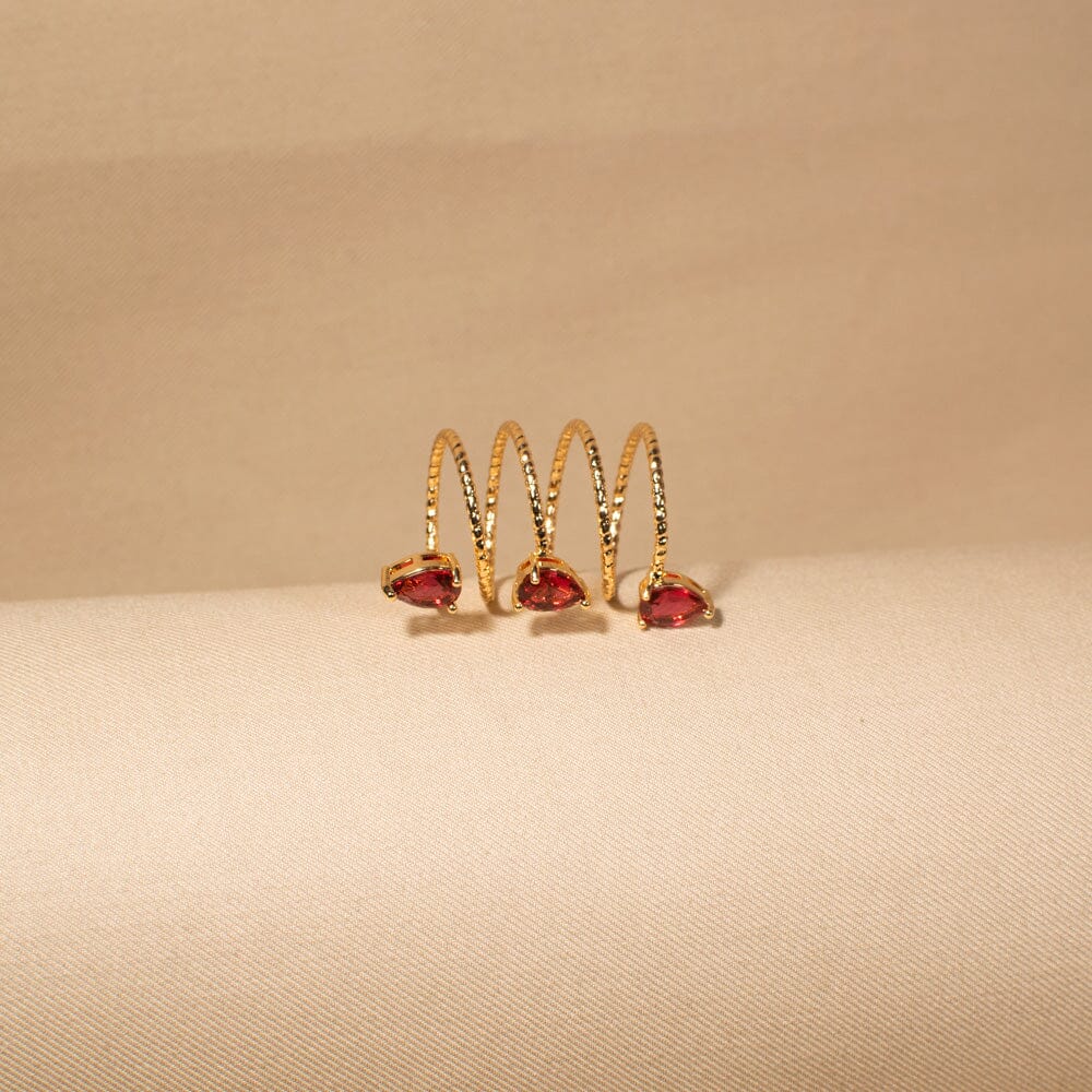Scarlet Spiral Teardrop Ring