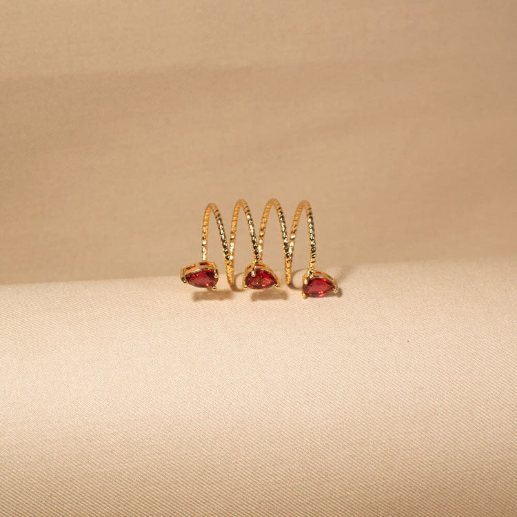 Scarlet Spiral Teardrop Ring