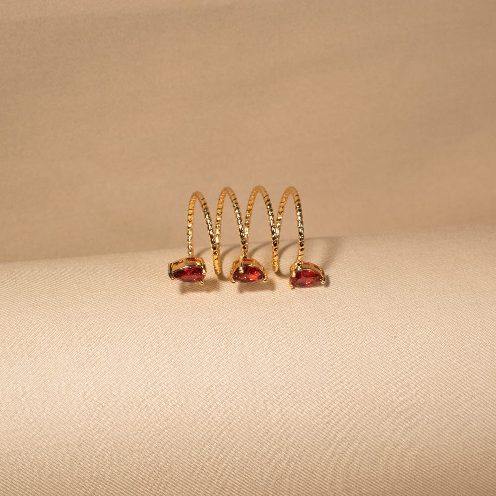 Scarlet Spiral Teardrop Ring