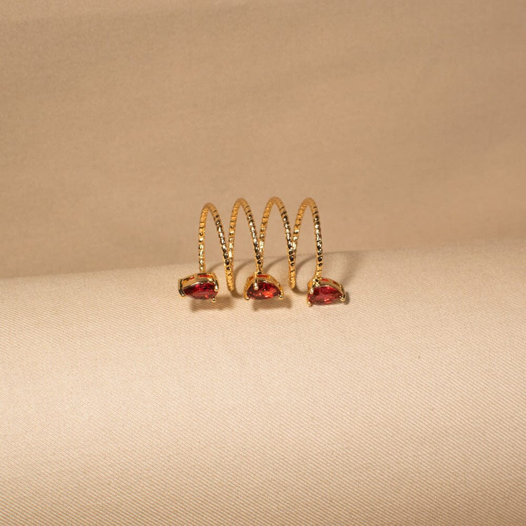 Scarlet Spiral Teardrop Ring