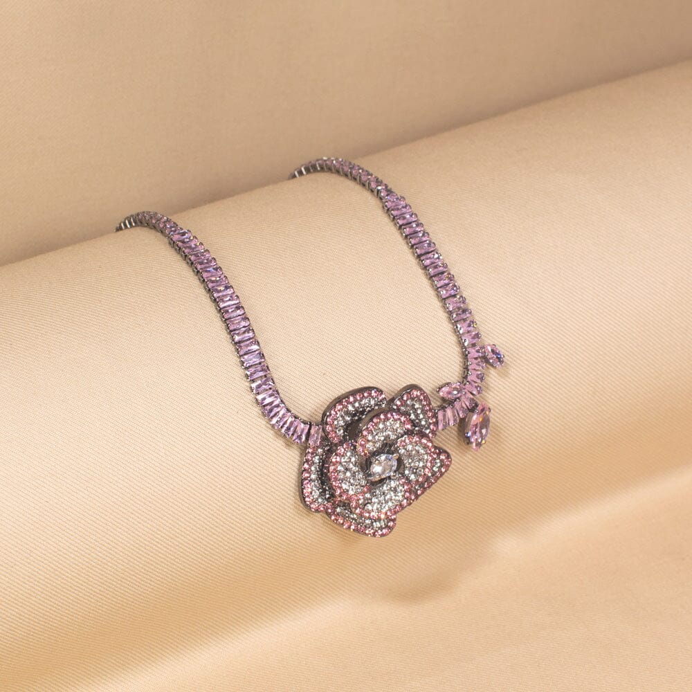 Seraphine Statement Necklace Set-Purple-Glitterati Collection