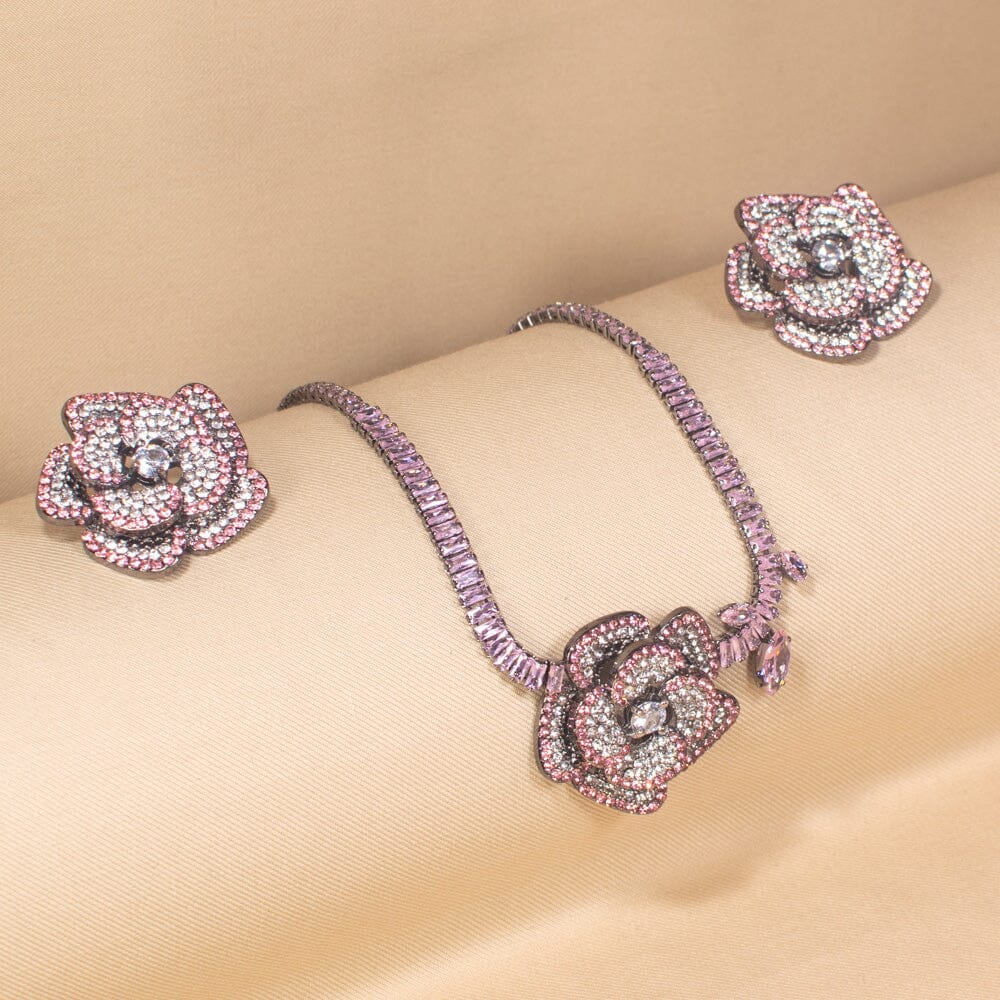 Seraphine Statement Necklace Set-Purple-Glitterati Collection