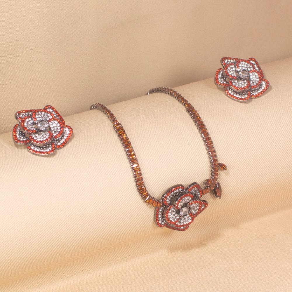 Seraphine Statement Necklace Set-Red-Glitterati Collection