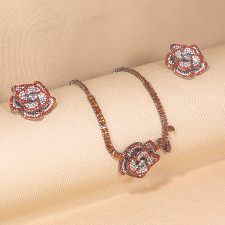 Seraphine Statement Necklace Set-Red-Glitterati Collection