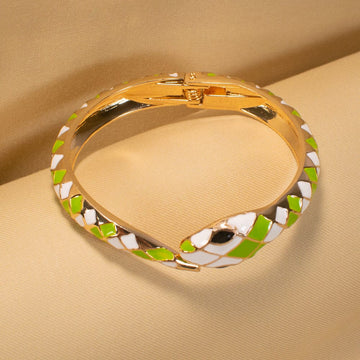 Serpentine Enamel Bracelet - Green