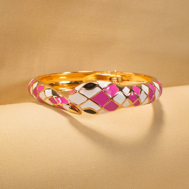 Serpentine Enamel Bracelet - Pink