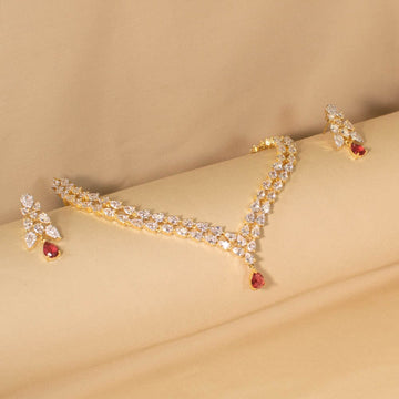 Sheen Necklace Set - Red - Glitterati Collection