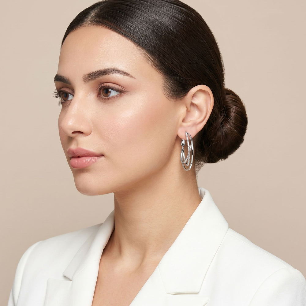 Silver Harmony Hoops
