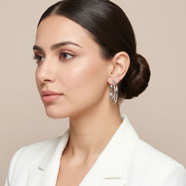 Silver Harmony Hoops