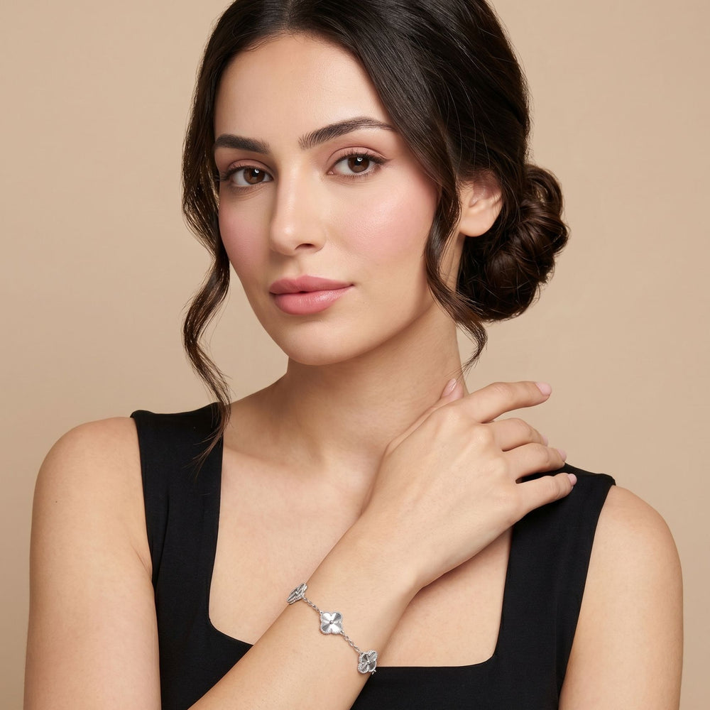 Silver Starlight Clover Bracelet