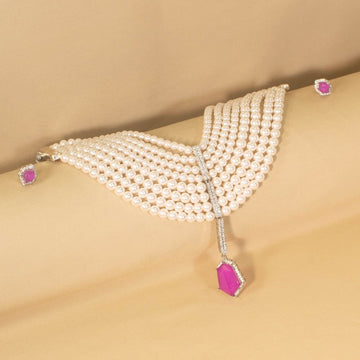 Siyali Statement Pearl Choker - Pink