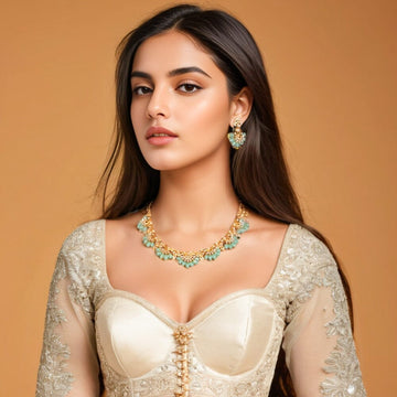 Sofia Necklace Set-Mint-Pratha Collection