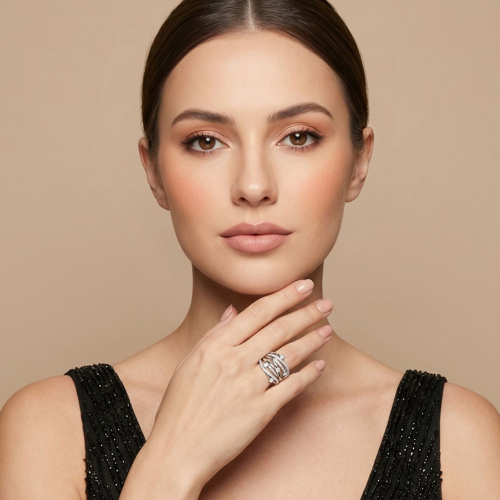 Stardust Lattice Ring - Silver