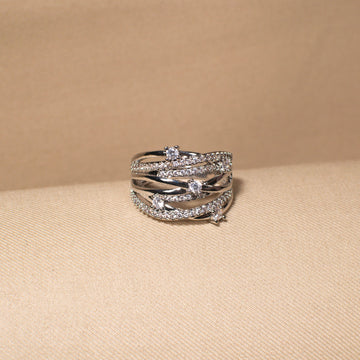 Stardust Lattice Ring - Silver
