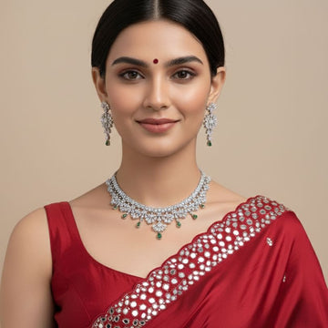 Starlace Necklace Set-Green-Glitterati Collection